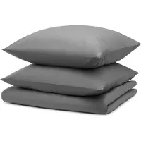 Blumtal literie 155x220cm + 2x taies d'oreiller 40x80cm - Microfibre Bed Sheets 155x220cm - Set de 3 draps de lit gris
