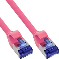 InLine Câble patch Slim, Cat.6A, S/FTP, TPE (LSZH) flexible, PoE, magenta, 0.5m