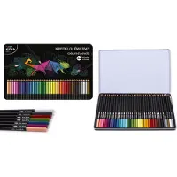 Derform Crayons triangulaires en boîte métallique 36 couleurs Kidea