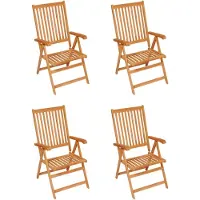 vidaXL Chaises de jardin 4 pcs. avec coussins beiges teck massif