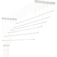 Kadax Séchoir à linge de plafond "Torp", Séchoir de plafond charge 12kg, 6 barres, 150 cm, blanc