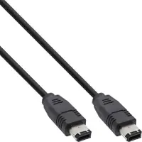 InLine 34055 Câble FireWire, IEEE1394 6 broches mâle / mâle, noir, 0,5m
