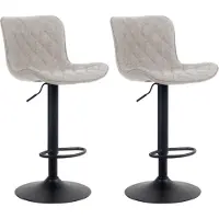 CLP Lot de 2 tabourets de bar ajustables pivotants similicuir Noir