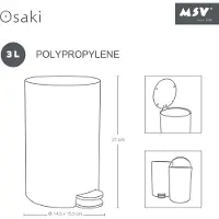 MSV Cosmétique "Osaki" Poubelle à pédale Poubelle - 3 litres - avec seau intérieur amovible - rouge terracotta