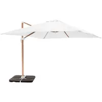 Oviala Parasol déporté 3x3m et 4 dalles à remplir effet bois blanc - Brescia