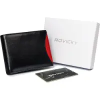 Rovicky Portefeuille homme en cuir fleuri naturel avec porte-cartes amovible -