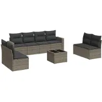 vidaXL Ensemble de salon de jardin 9 pièces avec coussins Gris Poly rotin
