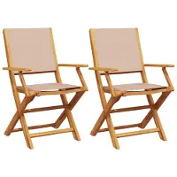 vidaXL Chaises de jardin 2 pcs. Taupe Bois massif Acacia & Tissu