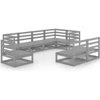 vidaXL Ensemble salon de jardin 8 pièces gris pin massif