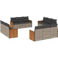 vidaXL Ensemble de salon de jardin 12 pièces avec coussins Gris Poly rotin