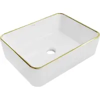 Mexen Catia lavabo à poser 48 x 37 cm, blanc/bord doré - 21314805