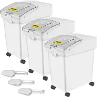 Vevor Récipient pour farine et riz capacité 15 kg, 3 pièces boîte de rangement cuisine 25 x 35,5 x 43 cm, triple boîte de stockage blanc stockage pour céréales et autres produits secs