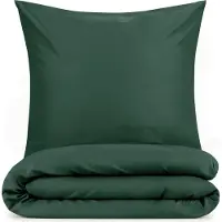 Blumtal linge de lit 135x200cm + taie d'oreiller 50x80cm - Microfibre Bed Sheets 135x200cm - 2pcs set linge de lit vert foncé