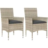 vidaXL Chaises de jardin avec coussins 2 pcs. Gris clair Poly rotin