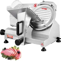 Vevor Trancheuse Électrique Commerciale 200 W Trancheuse à Jambon Lame 203 mm 350-400 tr/min Trancheuse Charcuterie en Acier Inoxydable et Alu pour Couper en Tranches Viande Fromage Légumes Fruits