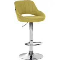 CLP Tabouret de bar , modèle Milet, revêtement en tissu, réglable en hauteur, pivotant, avec dossier. Couleur : vert. Structure : chromée