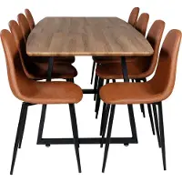Ebuy24 IncaNABL ensemble table, table extensible longueur cm160 / 200 El boisReproduction et 8 Polar chaises SimilicuirPolyuréthanemarron.