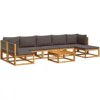 vidaXL Ensemble canapé de jardin 8 pièces avec coussins bois acacia & corde