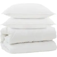 vidaXL Couverture avec coussins, 3 pièces, blanc, microfibre