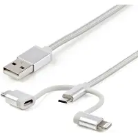 StarTech.com .com Câble multi chargeur USB de 1 m - Lightning USB-C Micro-B - Tressé