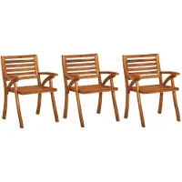vidaXL Chaises de jardin avec coussins 3 pcs. Bois massif acacia