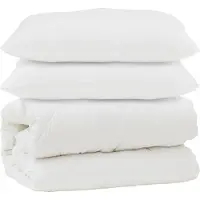 vidaXL Couette avec oreiller 3 pcs blanc microfibre