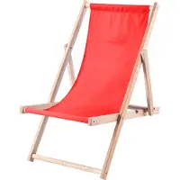 Kadax Chaise longue, Chaise de plage en bois, Chaise longue "Tulon" avec capacité de charge jusqu'à 120kg, Rouge