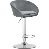 Leobert Tabouret De Bar - - East - Velours Gris/Base Chromée - 53 X 46 X 81-103 Cm