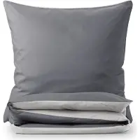 Blumtal Premium Literie d'été extra-douce réversible 155x200 cm & 2X taies d'oreiller 40x80 cm - Housse de couette microfibre, 3 pièces, Moonlight Grey/Gris