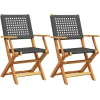 vidaXL Chaises de jardin 2 pcs. noir bois massif acacia et poly rotin