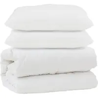 vidaXL Couette avec oreiller 3 pcs blanc microfibre