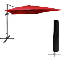 Happy Garden Parasol déporté MOLOKAI carré 3x3m rouge + housse
