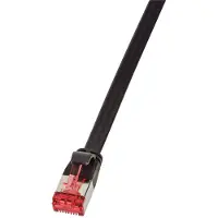 Logilink SlimLine - Cordon de raccordement - RJ-45 (M) pour RJ-45 (M) - 1 m - U/FTP, PiMF - CAT 6a - moulé, sans crochet, plat - noir