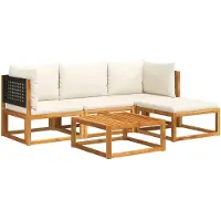 vidaXL Ensemble canapé de jardin 5 pièces avec coussins bois acacia & rotin