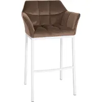 CLP Chaise de bar Damaso E - revêtement en velours, structure en acier inoxydable à 4 pieds - Gris