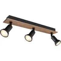 Globo Projecteur de plafond Drew noir avec 3 lumières en bois