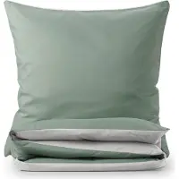 Blumtal Premium Literie d'été extra-douce réversible 155x200 cm & 2X taies d'oreiller 80x80 cm - Housse de couette microfibre, 3 pièces, Moonlight Grey/Summer Green