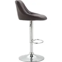 CLP Tabouret de bar LAZIO revêtu de similicuir | Tabouret de bar pivotant avec repose-pieds | Chaise de bar réglable en hauteur avec pied en trompette finition chrome brun