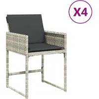 vidaXL Chaises de jardin avec coussins 4 pcs. Gris clair Poly rotin