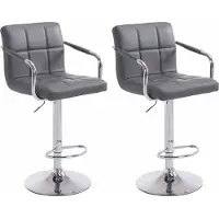 CLP Lot de 2 tabourets de bar Lucy V2, réglables en hauteur et pivotants, structure grise, finition chromée