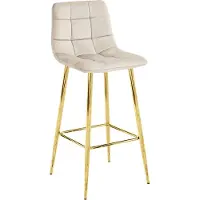 Leobert Tabouret De Bar - - Arceto - Velours Beige/Pieds Dorés - 43,5 X 49 X 102 Cm
