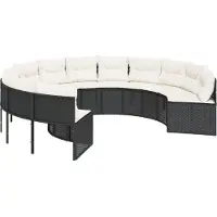 vidaXL Canapé de jardin avec coussins Rond Noir Poly-Rotin