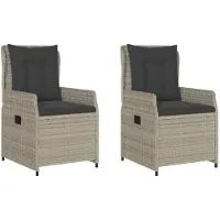 vidaXL Fauteuil de jardin 2 pcs. Réglable Gris clair Poly Rattan