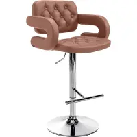 CLP Tabouret de bar Dublin en similicuir, réglable en hauteur et pivotant, couleur cognac, piètement chromé