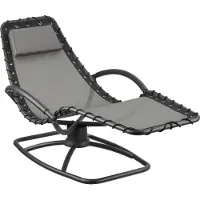 TecTake - Chaise longue Toulon - Fauteuil de jardin ergonomique avec fonction balançoire - Chaise longue réglable pour jardin, terrasse, balcon avec coussin pour la tête et accoudoirs confortables -