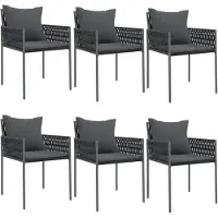 vidaXL Chaises de jardin avec coussins 6 pcs. noir 54x61x83 cm Poly rotin