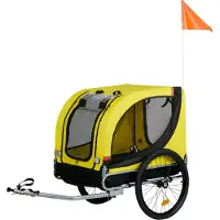 Dunlop Hundewagen - Buggy pour chiens max. 40KG - Remorque pour chiens pliable - Remorque pour chiens avec protection contre la pluie et pneus à air amovibles - Montage facile - Jaune