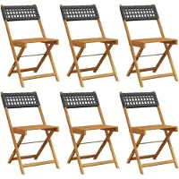 vidaXL Chaises de jardin 6 pcs. Pliable Noir Poly Rotin & Bois Massif