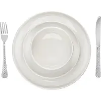 MIKASA Set de Camberlie vaisselle, assiettes et bols de style scandinave de porcelaine blanche, 12pcs.