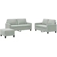 vidaXL Ensemble de canapés 3 pièces avec coussins gris clair velours